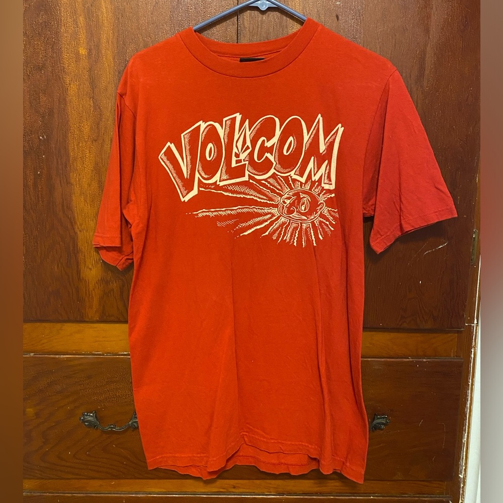 Vintage Volcom Skateboarding T Shirt Sun Face Red Sz M Y2K